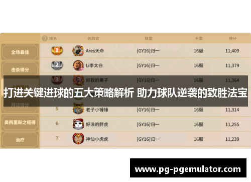 打进关键进球的五大策略解析 助力球队逆袭的致胜法宝